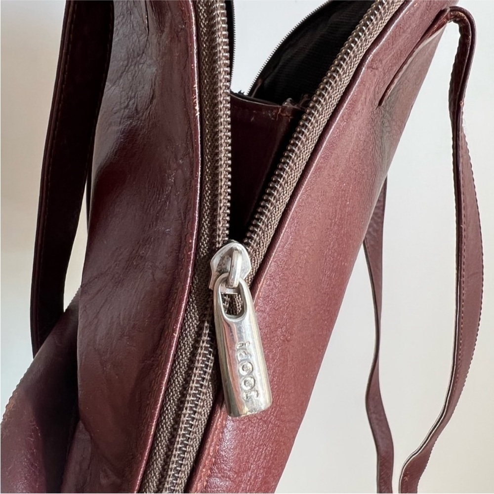Vintage JOOP Brown Leather Shoulder Bag Full Zip Silver Hardware - Picture 6 of 15